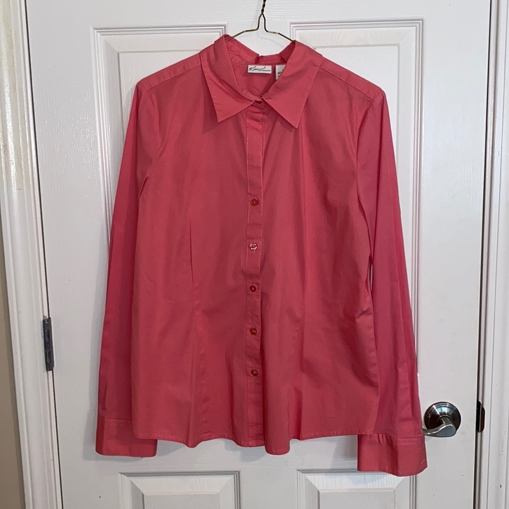 Kim Rogers women’s salmon long sleeve button down blouse size L